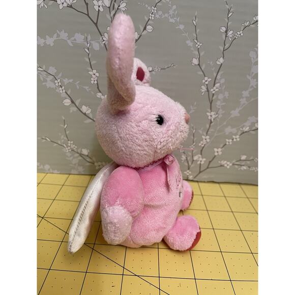 Carter's Child of Mine Pink Little Angel Rabbit with Wings Rattle Lovey Plush - Picture 4 of 7